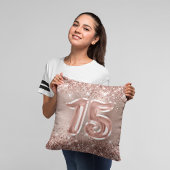 ラメ入りローズゴールド箔押し15歳の誕生日 クッション