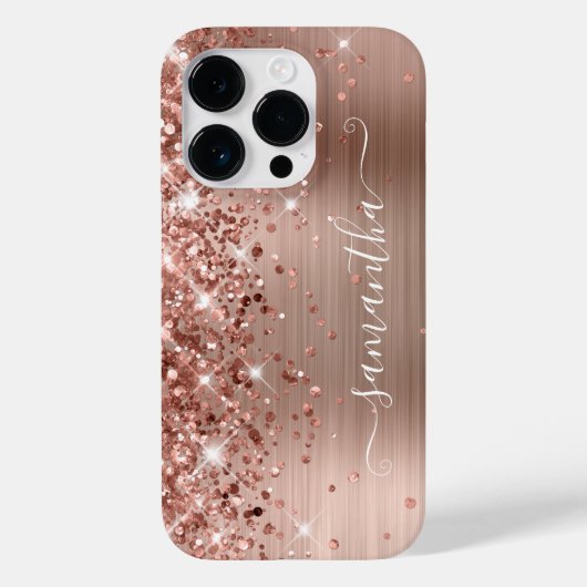 ラメ入り ローズゴールド モダン ガーリー サイン Case-Mate iPhoneケース (裏面)
