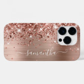 ラメ入り ローズゴールド モダン ガーリー サイン Case-Mate iPhoneケース (裏面 (横))