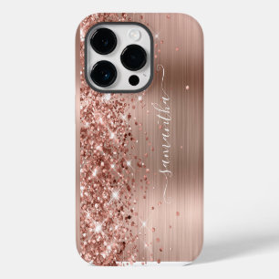 ラメ入り ローズゴールド モダン ガーリー サイン iPhone 14 PROケース