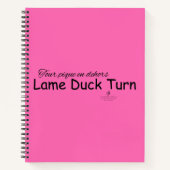 ラメ・ダックがホットピンクとブラックに ノートブック (正面)
