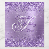 ラメ ライトパープル ホイル 50歳の誕生日 ワインラベル (シングルラベル)