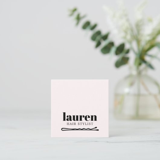 ラモダンイはっきりしたトパステルブラックはっきりしたボビーピンヘア スクエア名刺 (スタンド正面)