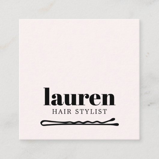 ラモダンイはっきりしたトパステルブラックはっきりしたボビーピンヘア スクエア名刺 (正面)