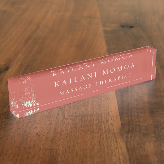 ラモダンインアートフェミニンフローラオレンジ デスクネームプレート (側面)