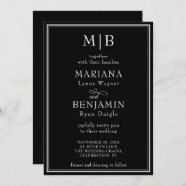 ラモダンイ縁どンミニマル結婚リストブラック 招待状