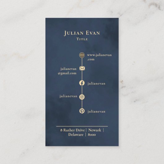 ラモダンックス芸術的ネイビーブルーと金ゴールド 名刺 (裏面)