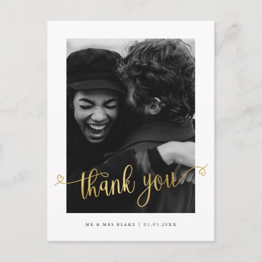 ラモダンブ・ハート結婚の写真ありがとうはがき ポストカード (正面)