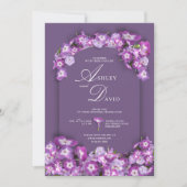 ラモダンム紫素朴薄紫アーチ結婚花 招待状 (正面)