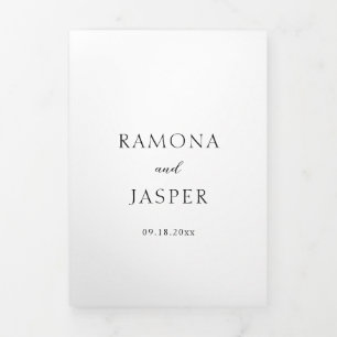 ラモナブラック&ホワイトエレガミニマルントウェディング 三つ折り招待状