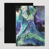ララグナ絵画の青、ティール(緑がかった色)、白シルバーブラック 招待状 (正面/裏面)