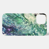 ララグナ絵画ズブルーティール(緑がかった色)ホワイトブラック iPhoneケース (裏面横)