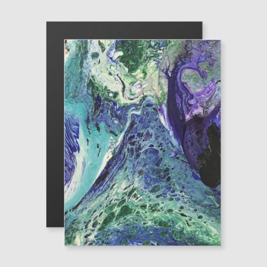 ララグナ#1の絵画青、ティール（緑がかった色）、白い磁石 (正面/裏面)