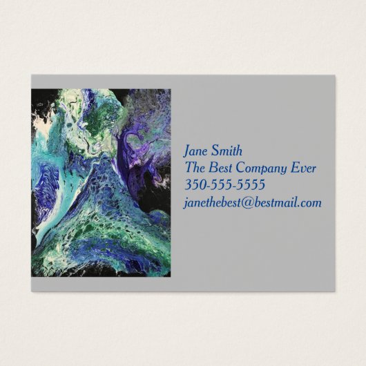 ララグナ#1の青絵画色のティール（緑がかった色）名刺 (正面)