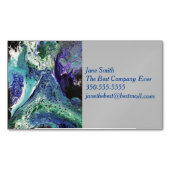 ララグナ#1の青絵画色のティール(緑がかった色)名刺 マグネット名刺 (正面)