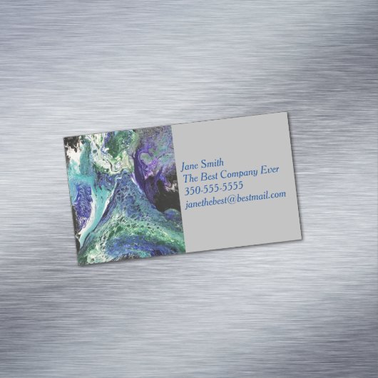 ララグナ#1の青絵画色のティール(緑がかった色)名刺 マグネット名刺 (インサイチュ)