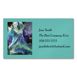 ララグナ#1の青絵画色のティール（緑がかった色）名刺 マグネット名刺