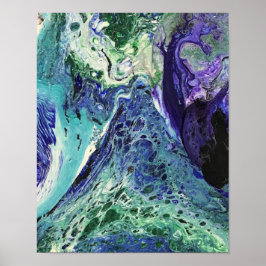 ララグナ#1絵画の青、ティール（緑がかった色）、白 ポスター