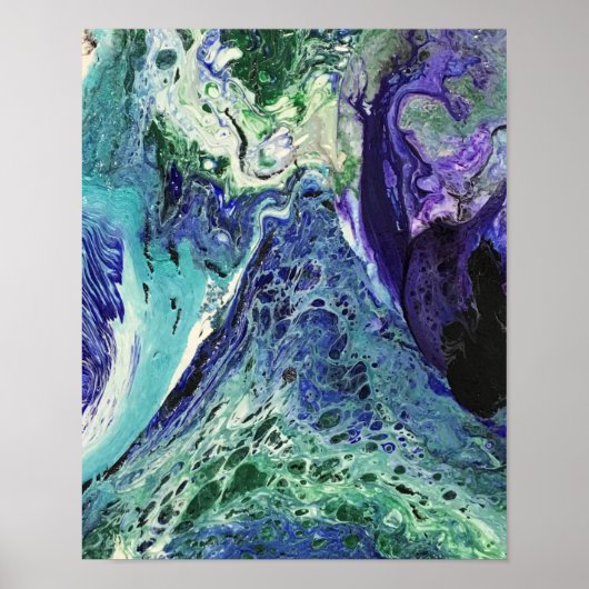 ララグナ#1絵画の青、ティール(緑がかった色)、白 ポスター (正面)