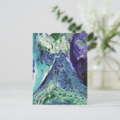 ララグナ#1絵画の青、ティール（緑がかった色）、白 ポストカード (スタンド正面)