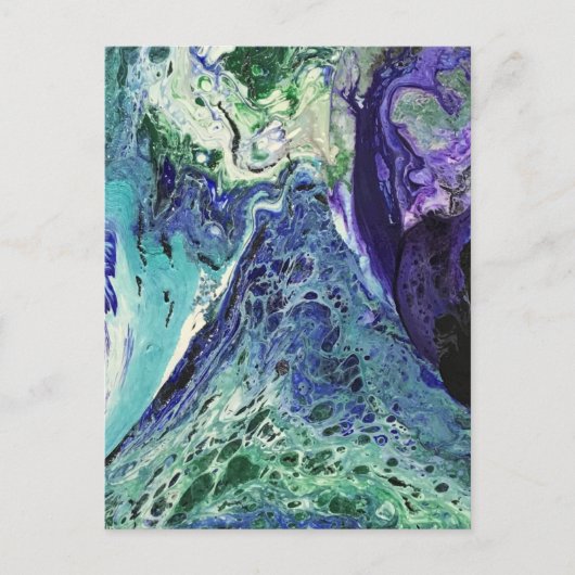 ララグナ#1絵画の青、ティール（緑がかった色）、白 ポストカード (正面)