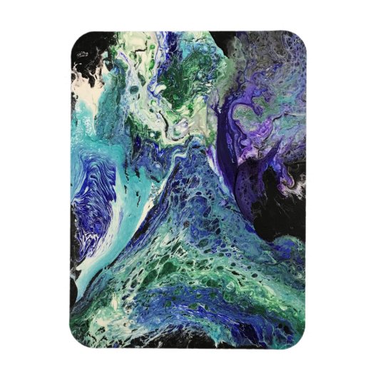 ララグナ#1絵画の青、ティール（緑がかった色）、白 マグネット (縦)