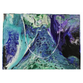 ララグナ#1絵画の青、ティール（緑がかった色）、白 ラージペーパーバッグ (裏面)