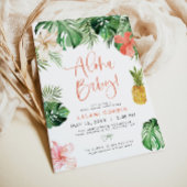 ララニトロピカルピンクハイビスカスルアウ(ハワイ式宴会)ベビーシャワー 招待状