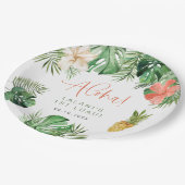 ララニトロピカルピンクハイビスカスルアウ（ハワイ式宴会）1st誕生日 ペーパープレート (アングル)