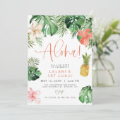 ララニトロピカルピンクハイビスカスルアウ(ハワイ式宴会)1st誕生日 招待状 (スタンド正面)
