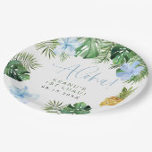 ララニトロピカルブルーハイビスカスルアウ(ハワイ式宴会)1st誕生日 ペーパープレート (アングル)