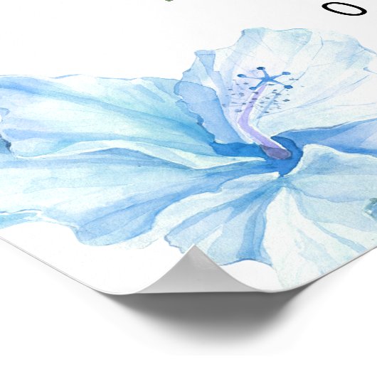 ララニトロピカルブルーハイビスカスルアウ（ハワイ式宴会）1st誕生日 ポスター (角)