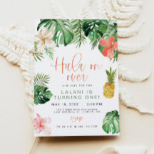 ララニビーチピンクハイビスカスルアウ（ハワイ式宴会）フラ1st誕生日