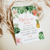 ララニビーチピンクハイビスカスルアウ(ハワイ式宴会)フラ1st誕生日 招待状