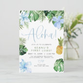 ララニビーチブルーハイビスカスルアウ(ハワイ式宴会)フラ1st誕生日 招待状 (スタンド正面)