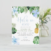 ララニビーチブルーハイビスカスルアウ(ハワイ式宴会)フラ1st誕生日 招待状 (スタンド正面)