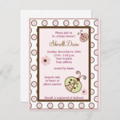 ララビエ・ラディバグモダンガーリーベビーシャワー招待状 招待状 (正面/裏面)