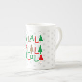 ラララララ…シンプルレッドグリーン専門マグカップ ボーンチャイナマグカップ (正面右)