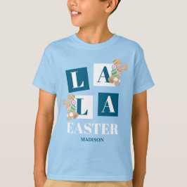 ララ・イースター かわいいうさぎ ブルー 男の子 Tシャツ