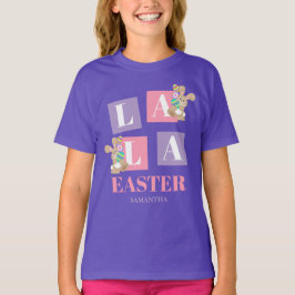 ララ・イースター かわいいうさぎ 紫色 女の子 Tシャツ