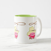 ラリアットマグと可愛い漫画のカウボーイピグ ツートーンマグカップ (正面右)