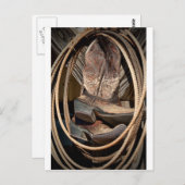 ラリアツアンドカウボーイ女性のカーボーイブーツ ポストカード (正面/裏面)