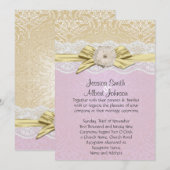 ラリエ リボン ゴールド/ラベンダー ダマスク 結婚式招待状 招待状 (正面/裏面)