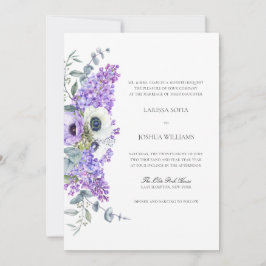 ラリッサ エレガント パープル フローラル オールインワン ウェディング 招待状