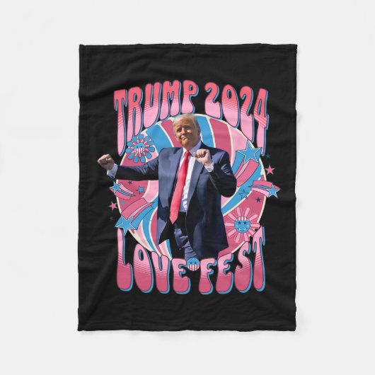 ラリーラブフェスト踊りレトログルーヴィロベおもしろいフェス フリースブランケット (正面)