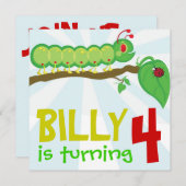 ラリー幼虫の誕生日のパーティの招待状 招待状 (正面/裏面)