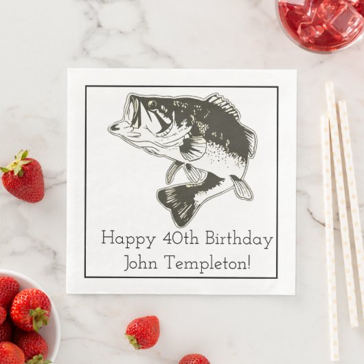 ラルグミウスベース魚釣り誕生日ナプキンス (インサイチュ)