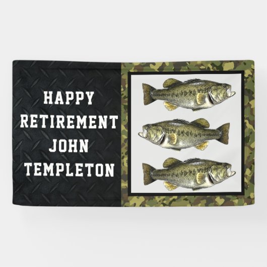 ラルグムウスベースカッコいい魚釣りメンズリタイアメント迷彩柄 横断幕 (横)