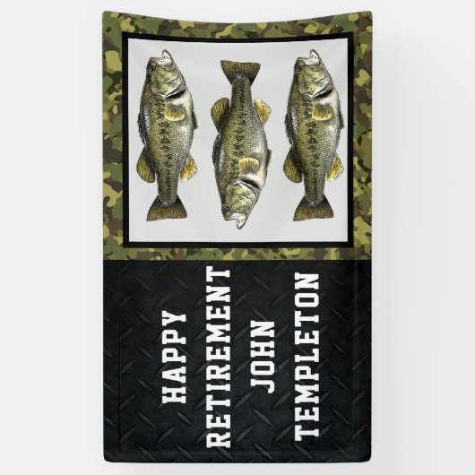 ラルグムウスベースカッコいい魚釣りメンズリタイアメント迷彩柄 横断幕 (縦)