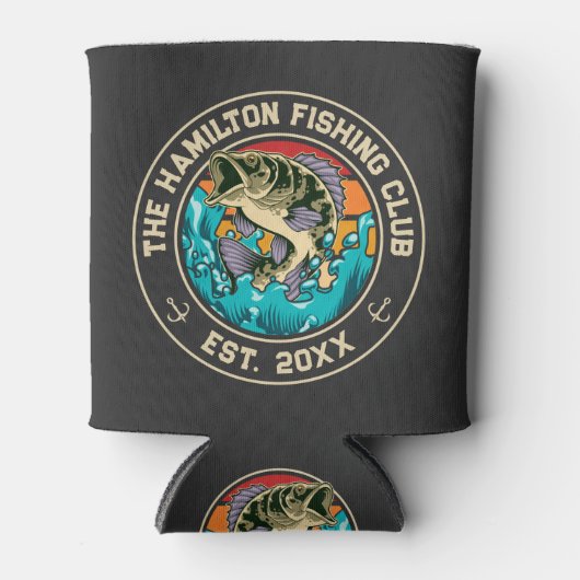 ラルグムウスベースレトロサンセット魚釣りクラブ 缶クーラー (正面)